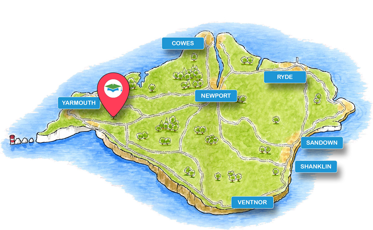 School trip Isle of Wight location map for Isle of Wight Aqua Park